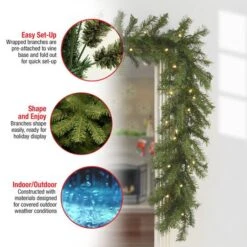 9ft. Pre-Lit Clear Lights Norwood Fir Garland -Northlight Shop D252472S 17