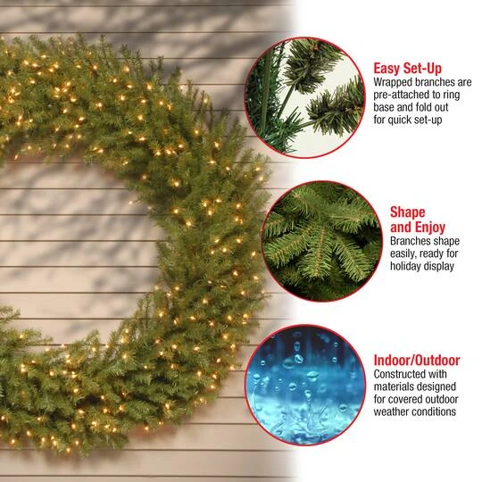 60" Clear Lights Norwood Fir Wreath 8 60" Clear Lights Norwood Fir Wreath - Image 6