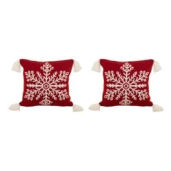 Glitzhome® Knitted Snowflake Red Pillow Covers, 2ct. 11 Glitzhome® Knitted Snowflake Red Pillow Covers, 2ct. -Northlight Shop D252901S 1 1