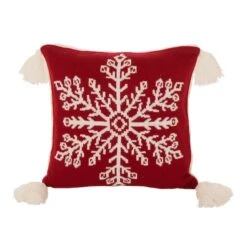 Glitzhome® Knitted Snowflake Red Pillow Covers, 2ct. 17 Glitzhome® Knitted Snowflake Red Pillow Covers, 2ct. -Northlight Shop D252901S 7