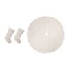 Glitzhome® White Plush With Snowflake Christmas Stocking & Tree Skirt Set -Northlight Shop D252906S 1