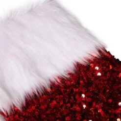 Glitzhome® 21" Red Sequin Christmas Stocking 14 Glitzhome® 21" Red Sequin Christmas Stocking -Northlight Shop D252961S 3