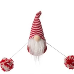 Glitzhome® 6ft. Red & White Fabric Christmas Gnome Garland 15 Glitzhome® 6ft. Red & White Fabric Christmas Gnome Garland -Northlight Shop D253596S 5