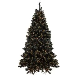 Northlight 7.5ft. Pre-Lit Crystal Pine With Gold Glitter Artificial Christmas Tree, Clear LED Lights