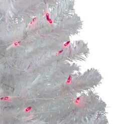 Northlight 3ft. Pre-Lit White Iridescent Pine Artificial Christmas Tree, Pink Lights -Northlight Shop D253654S 2