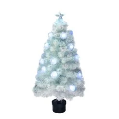 Northlight 4ft. Pre-Lit Medium White Iridescent Fiber Optic Artificial Christmas Tree With Blue LED Lights 12 Northlight 4ft. Pre-Lit Medium White Iridescent Fiber Optic Artificial Christmas Tree With Blue LED Lights -Northlight Shop D253657S 1 1