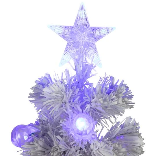 Northlight 4ft. Pre-Lit Medium White Iridescent Fiber Optic Artificial Christmas Tree With Blue LED Lights 8 Northlight 4ft. Pre-Lit Medium White Iridescent Fiber Optic Artificial Christmas Tree With Blue LED Lights - Image 6