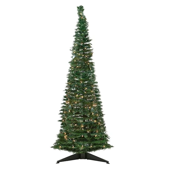 Northlight 6ft. Pre-Lit Slim Green Holly Leaf Pop-Up Artificial Christmas Tree With Clear Lights 6 Northlight 6ft. Pre-Lit Slim Green Holly Leaf Pop-Up Artificial Christmas Tree With Clear Lights - Image 4