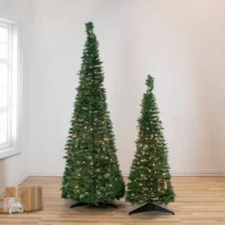 Northlight 6ft. Pre-Lit Slim Green Holly Leaf Pop-Up Artificial Christmas Tree With Clear Lights 15 Northlight 6ft. Pre-Lit Slim Green Holly Leaf Pop-Up Artificial Christmas Tree With Clear Lights -Northlight Shop D253668S 12