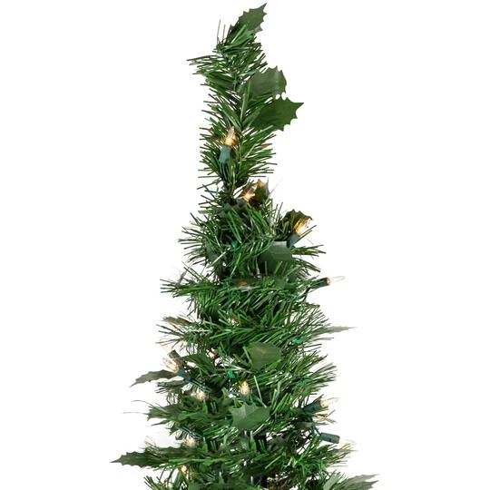 Northlight 6ft. Pre-Lit Slim Green Holly Leaf Pop-Up Artificial Christmas Tree With Clear Lights 10 Northlight 6ft. Pre-Lit Slim Green Holly Leaf Pop-Up Artificial Christmas Tree With Clear Lights - Image 8