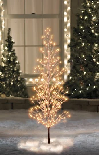 Northlight 6ft. Pre-Lit Brown Artificial Christmas Tree With LED Clear Icicle Lights 10 Northlight 6ft. Pre-Lit Brown Artificial Christmas Tree With LED Clear Icicle Lights - Image 8