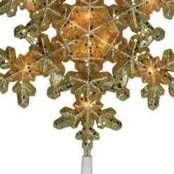 Northlight 9" Gold Lighted Snowflake Christmas Tree Topper 12 Northlight 9" Gold Lighted Snowflake Christmas Tree Topper -Northlight Shop D253705S 3