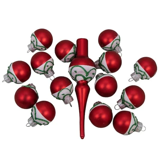 Northlight 15ct. Red Matte Frosted Tree Topper & Ball Ornaments 8 Northlight 15ct. Red Matte Frosted Tree Topper & Ball Ornaments - Image 6