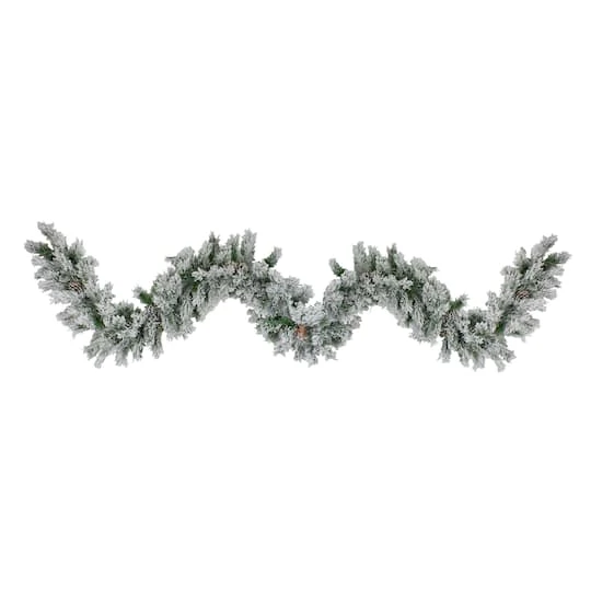 Northlight 9ft. White & Green Flocked Angel Pine With Pinecones Garland 4 Northlight 9ft. White & Green Flocked Angel Pine With Pinecones Garland - Image 2