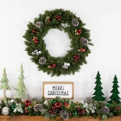 Northlight 30" LED Canadian Pine Artificial Christmas Wreath 16 Northlight 30" LED Canadian Pine Artificial Christmas Wreath -Northlight Shop D253734S 13