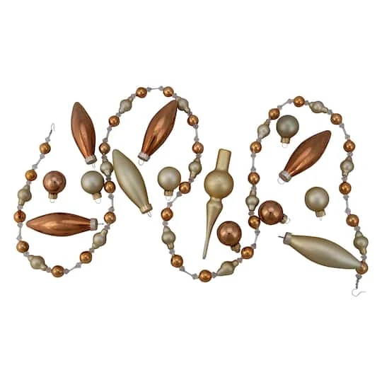 Northlight 16ct. Champagne Gold Beaded Garland & Ornament Set 3 Northlight 16ct. Champagne Gold Beaded Garland & Ornament Set