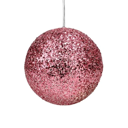 Northlight 6" Glittery Pink Sequin Ball Ornament 4 Northlight 6" Glittery Pink Sequin Ball Ornament - Image 2