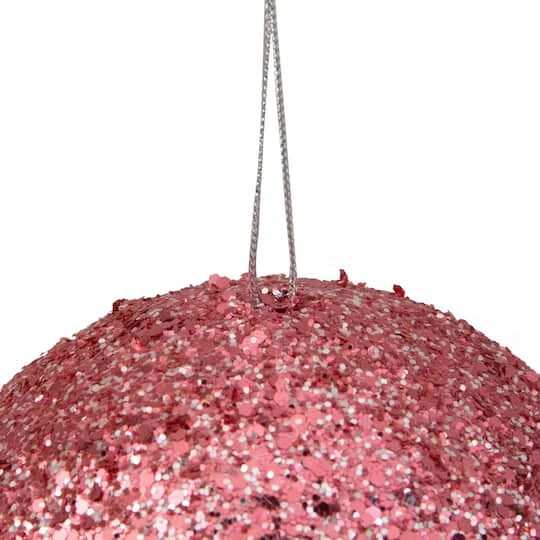 Northlight 6" Glittery Pink Sequin Ball Ornament 6 Northlight 6" Glittery Pink Sequin Ball Ornament - Image 4