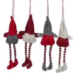 Northlight 4ct. 8" Red & Gray Plush Gnome Ornaments -Northlight Shop D253806S 13