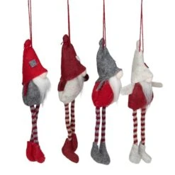 Northlight 4ct. 8" Red & Gray Plush Gnome Ornaments -Northlight Shop D253806S 14