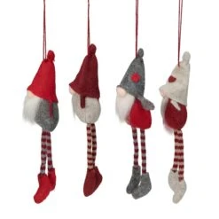 Northlight 4ct. 8" Red & Gray Plush Gnome Ornaments -Northlight Shop D253806S 2