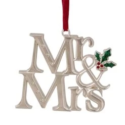 Northlight 3.75" Silver "Mr & Mrs" With Holly Leaves Ornament 16 Northlight 3.75" Silver "Mr & Mrs" With Holly Leaves Ornament -Northlight Shop D253819S 11