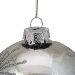 Northlight 4" Shiny Silver Mirrored Glitter Snowflakes Ball Ornament -Northlight Shop D253843S 12