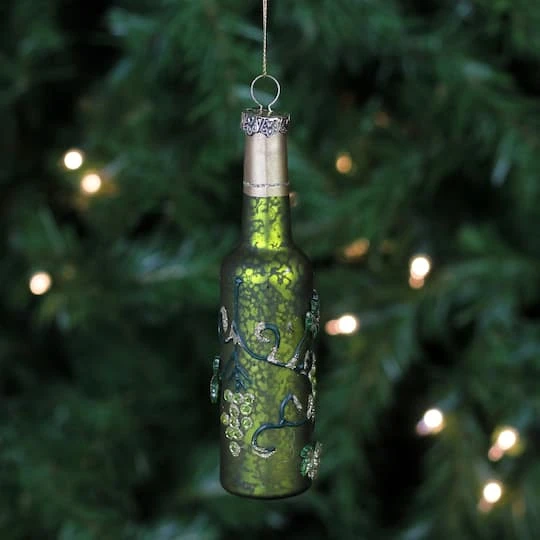 Northlight 6" Green & Silver Mercury Finish Wine Bottle Ornament 7 Northlight 6" Green & Silver Mercury Finish Wine Bottle Ornament - Image 5