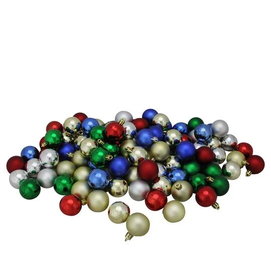Northlight 96ct. 1.5" Vibrantly Colored Shatterproof 4-Finish Christmas Ball Ornaments 3 Northlight 96ct. 1.5" Vibrantly Colored Shatterproof 4-Finish Christmas Ball Ornaments