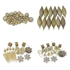 Northlight 125ct. Champagne Gold Shatterproof 4-Finish Christmas Ornaments 13 Northlight 125ct. Champagne Gold Shatterproof 4-Finish Christmas Ornaments -Northlight Shop D253884S 11