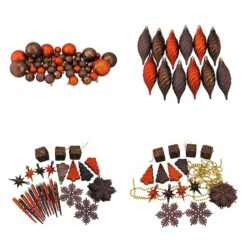 Northlight 125ct. Chocolate Brown & Burnt Orange Shatterproof 4-Finish Christmas Ornaments -Northlight Shop D253885S 1 1