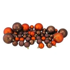 Northlight 125ct. Chocolate Brown & Burnt Orange Shatterproof 4-Finish Christmas Ornaments -Northlight Shop D253885S 2