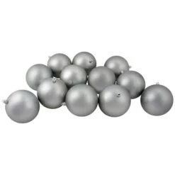 Northlight 12ct. 4" Pewter Gray Shatterproof Matte Christmas Ball Ornaments -Northlight Shop D253886S 11