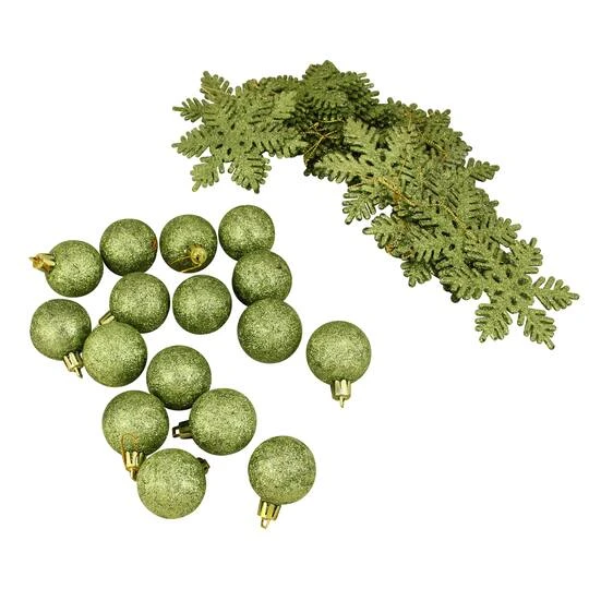 Northlight 125ct. Green Shatterproof 3-Finish Tropical Christmas Ornaments 11 Northlight 125ct. Green Shatterproof 3-Finish Tropical Christmas Ornaments - Image 9