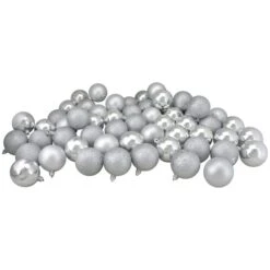 Northlight 96ct. 1.5" Silver Splendor Shatterproof 4-Finish Christmas Ball Ornaments 8 Northlight 96ct. 1.5" Silver Splendor Shatterproof 4-Finish Christmas Ball Ornaments -Northlight Shop D253890S 11