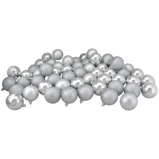 Northlight 96ct. 1.5" Silver Splendor Shatterproof 4-Finish Christmas Ball Ornaments 5 Northlight 96ct. 1.5" Silver Splendor Shatterproof 4-Finish Christmas Ball Ornaments - Image 3