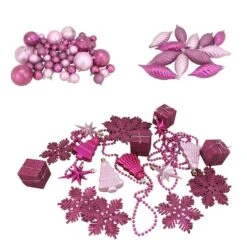 Northlight 125ct. Bubblegum Pink Shatterproof 4-Finish Christmas Ornaments