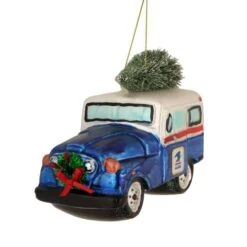 Northlight 5" Blue & Silver USPS Post Office Truck With Frosted Tree Glass Christmas Ornament 14 Northlight 5" Blue & Silver USPS Post Office Truck With Frosted Tree Glass Christmas Ornament -Northlight Shop D253899S 3