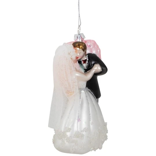 Northlight 5.25" Bride And Groom Kissing Glass Wedding Christmas Ornament 8 Northlight 5.25" Bride And Groom Kissing Glass Wedding Christmas Ornament - Image 6