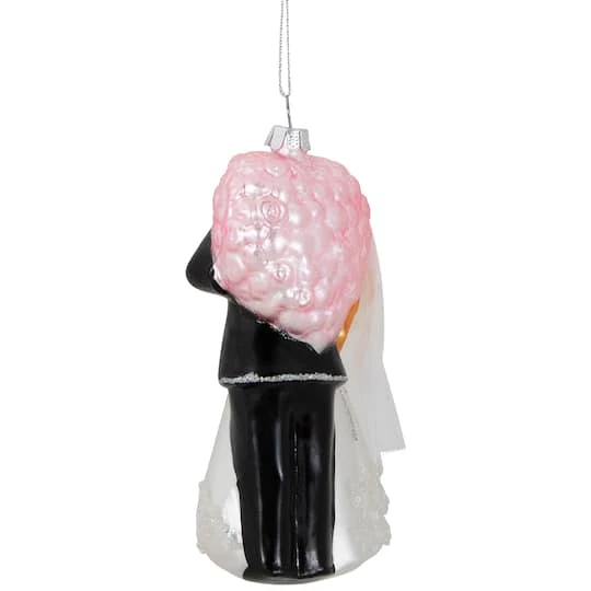 Northlight 5.25" Bride And Groom Kissing Glass Wedding Christmas Ornament 10 Northlight 5.25" Bride And Groom Kissing Glass Wedding Christmas Ornament - Image 8