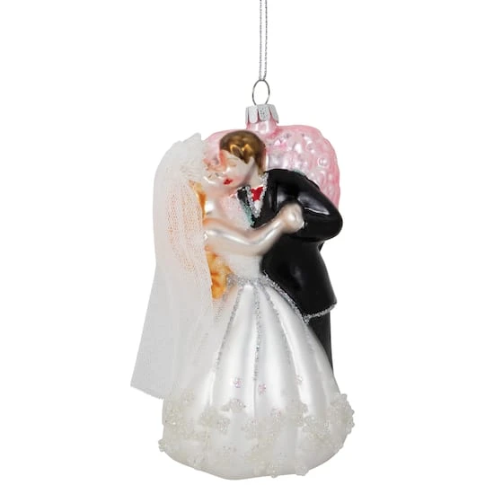 Northlight 5.25" Bride And Groom Kissing Glass Wedding Christmas Ornament 11 Northlight 5.25" Bride And Groom Kissing Glass Wedding Christmas Ornament - Image 9