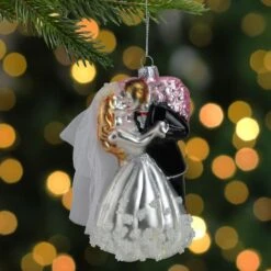 Northlight 5.25" Bride And Groom Kissing Glass Wedding Christmas Ornament 13 Northlight 5.25" Bride And Groom Kissing Glass Wedding Christmas Ornament -Northlight Shop D253901S 2