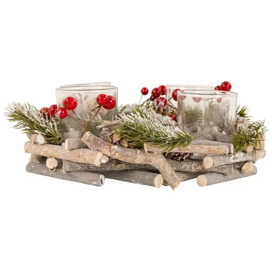 Northlight 10" Frosted Berries & Branches Votive Candle Holder 8 Northlight 10" Frosted Berries & Branches Votive Candle Holder - Image 6