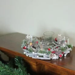 Northlight 10" Frosted Berries & Branches Votive Candle Holder 12 Northlight 10" Frosted Berries & Branches Votive Candle Holder -Northlight Shop D253916S 2