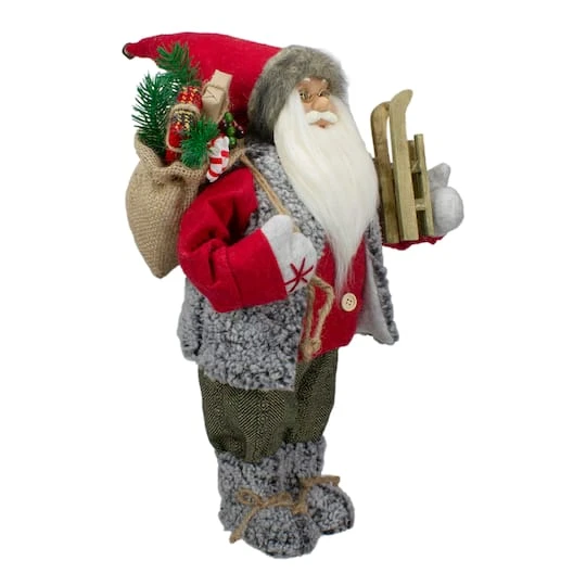 Northlight 18" Standing Santa Christmas Figure Carrying Presents & Sled 5 Northlight 18" Standing Santa Christmas Figure Carrying Presents & Sled - Image 3