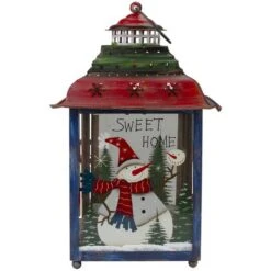 Northlight 15" Red, Green & Blue Snowman Christmas Lantern -Northlight Shop D253987S 11