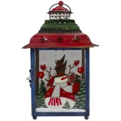 Northlight 15" Red, Green & Blue Snowman Christmas Lantern -Northlight Shop D253987S 14