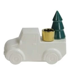Northlight 5" White Ceramic Truck With Christmas Tree Taper Candlestick Holder 13 Northlight 5" White Ceramic Truck With Christmas Tree Taper Candlestick Holder -Northlight Shop D253991S 2