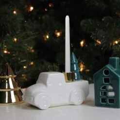 Northlight 5" White Ceramic Truck With Christmas Tree Taper Candlestick Holder 14 Northlight 5" White Ceramic Truck With Christmas Tree Taper Candlestick Holder -Northlight Shop D253991S 3