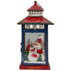 Northlight 13" Red & White Snowman Let It Snow Christmas Lantern